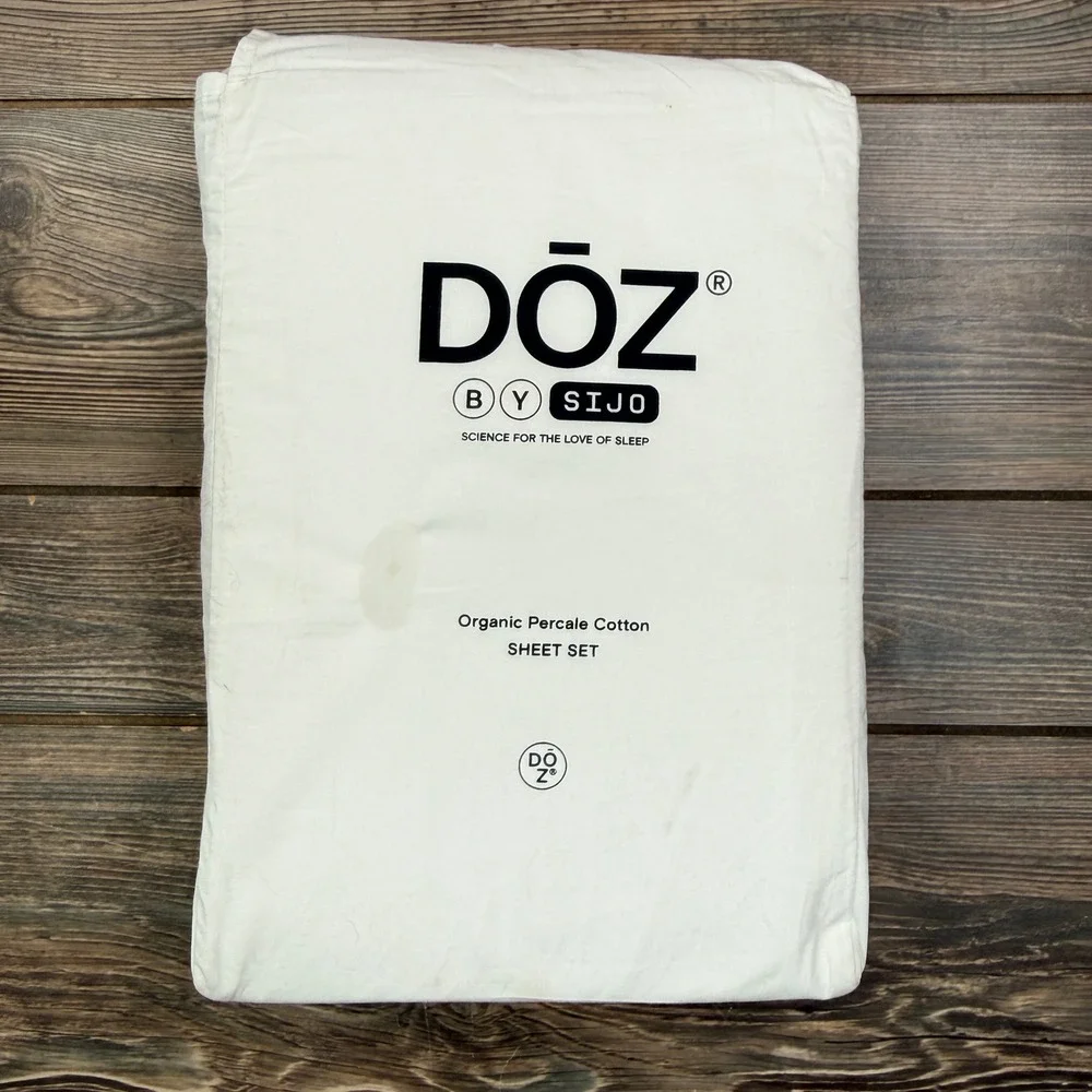 Doz by Sijo King 4 Piece Sheet Set Snow White Organic Percale Cotton New